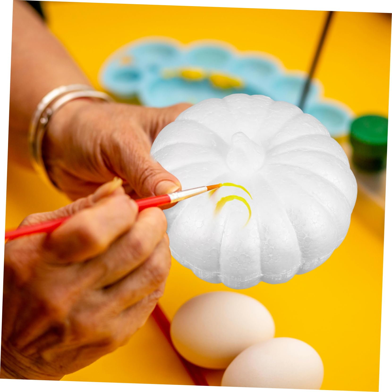 3pezzi Zucca Bianca Decorativa in Schiuma Accessori per Halloween e Autunno Zucche Artificiali per Lavoretti Fai da Te e Pittura