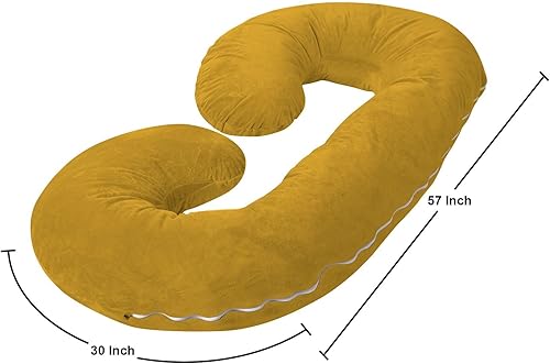 Miniatura 6 de Almohadas de embarazo de 57 pulgadas, almohada de cuerpo completo en forma de C, funda de algodón egipcio dorado, almohadas de embarazo para dormir,