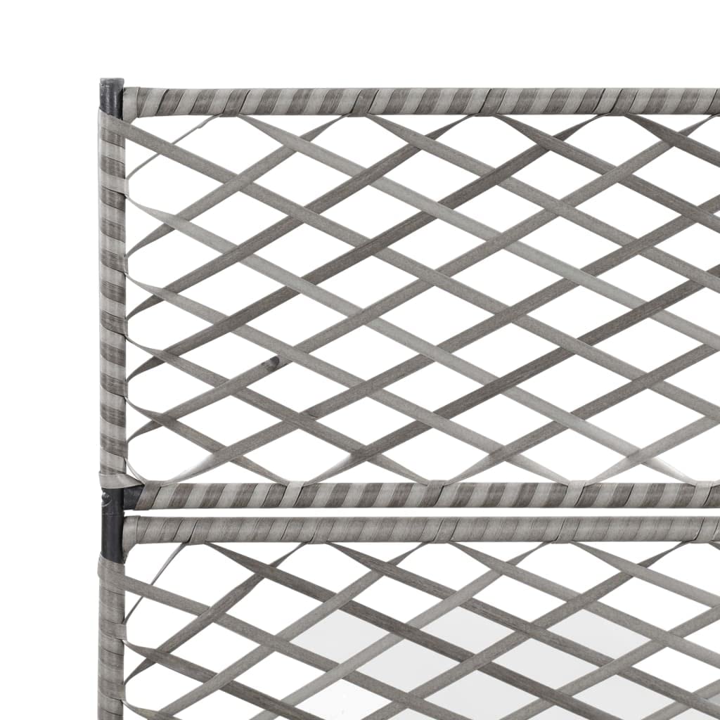vidaXL Hochbeet mit Rankgitter 3 Töpfe Pflanzkübel Pflanzkasten Blumenkübel Spalier Gartenspalier Rankhilfe Rankkasten 83x30x130cm Poly Rattan Grau