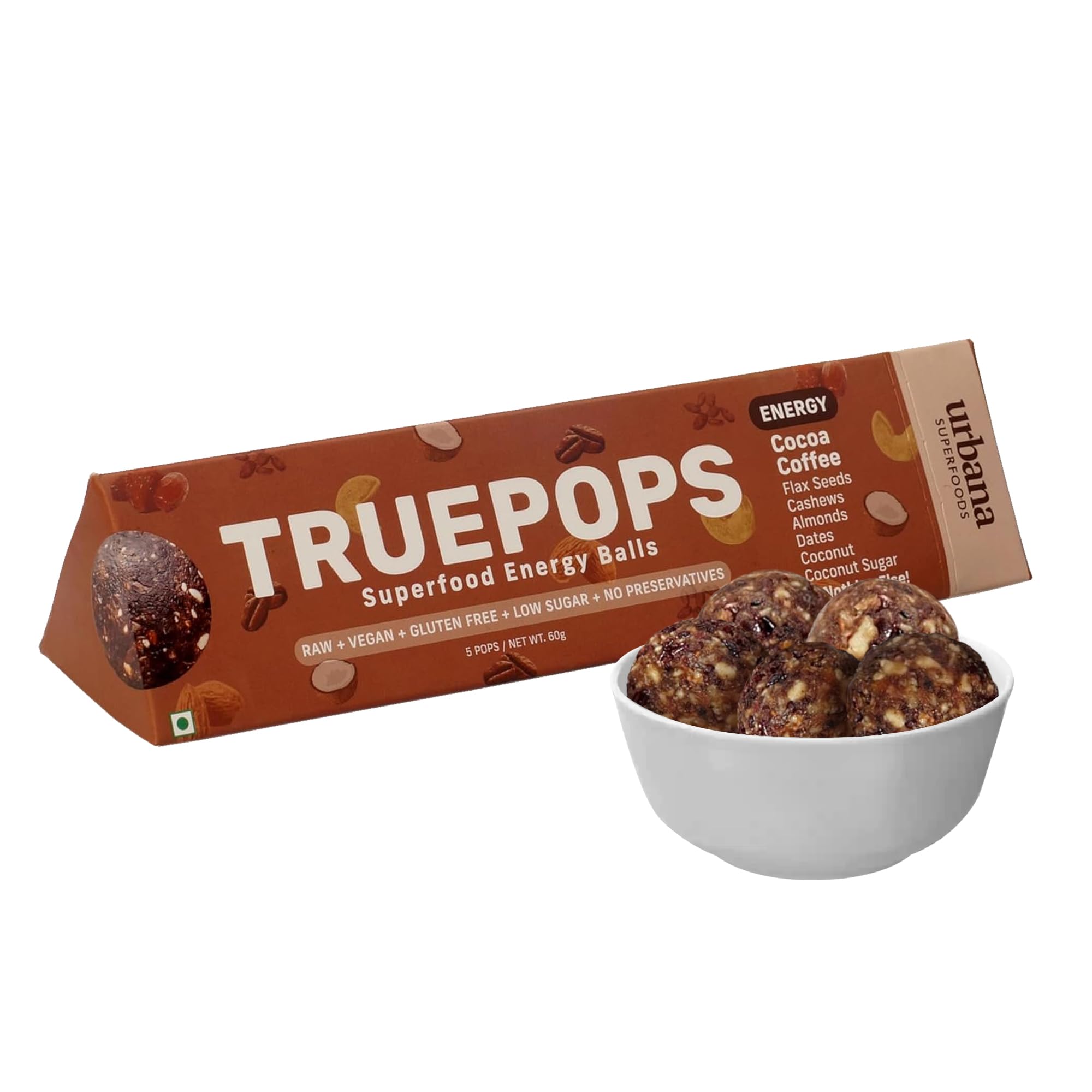 Urbana Superfoods Truepops Energy Balls | Healthy Vegan Snack | Kale Banana Flavor | Gluten Free, Keto Friendly | Natural Superfood Bites | 240g (4 x 60g) — Amazon image 10