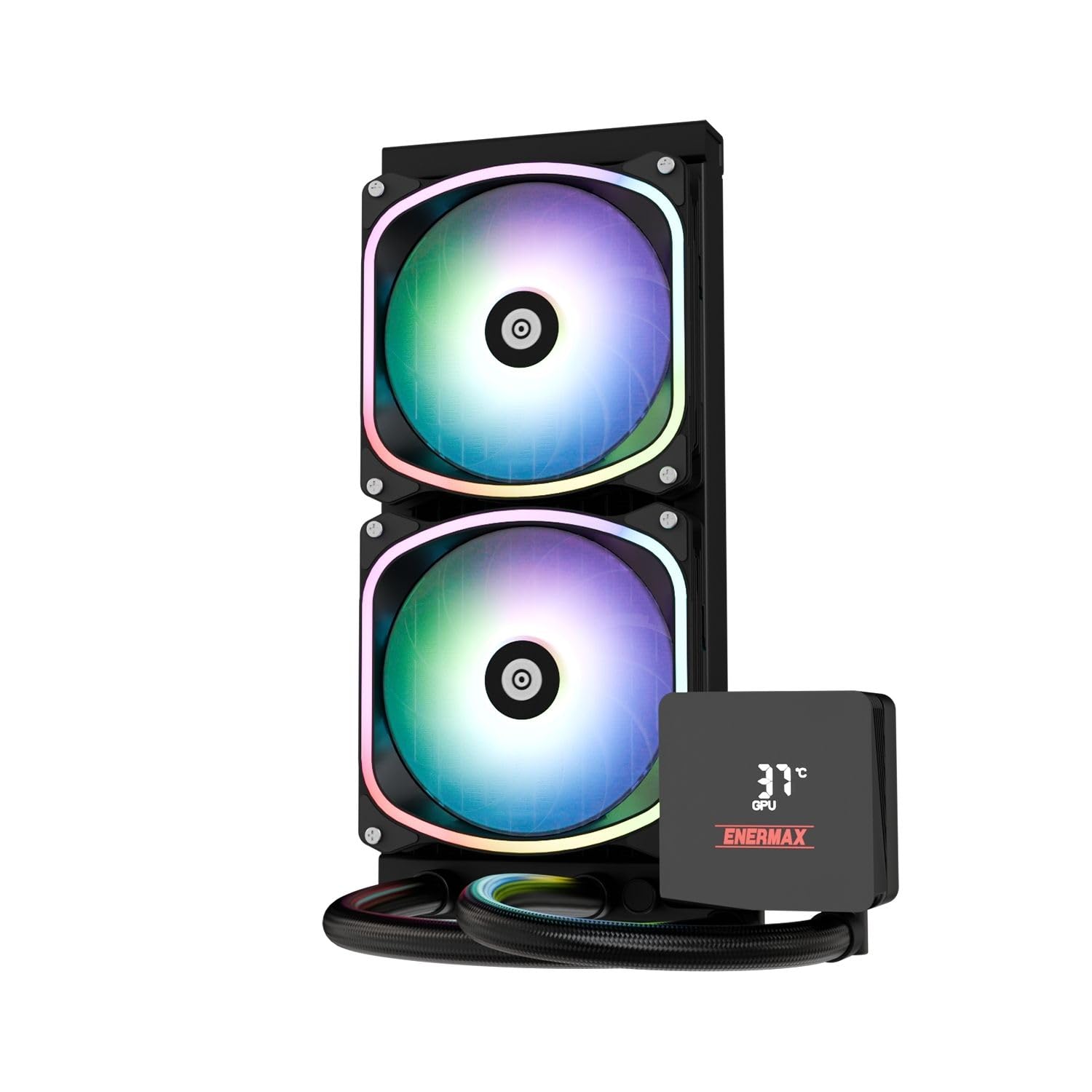 ENERMAX AQUAFUSION II 240 mm ARGB AIO CPU, Dual Chamber|TDP 350W+|Intel LGA 1851/1700/115x/2066|AMD AM5/AM4 |Display digitale |2 ventole SquA RGB ADV 120 PWM |ELC-AQFS240-SQA
