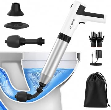 Electric Toilet Plunger High Pressure Drain Unclogger Plungers for Bathroom, Floors, Heavy Duty Versatile Home Toilet Unclogger Tool