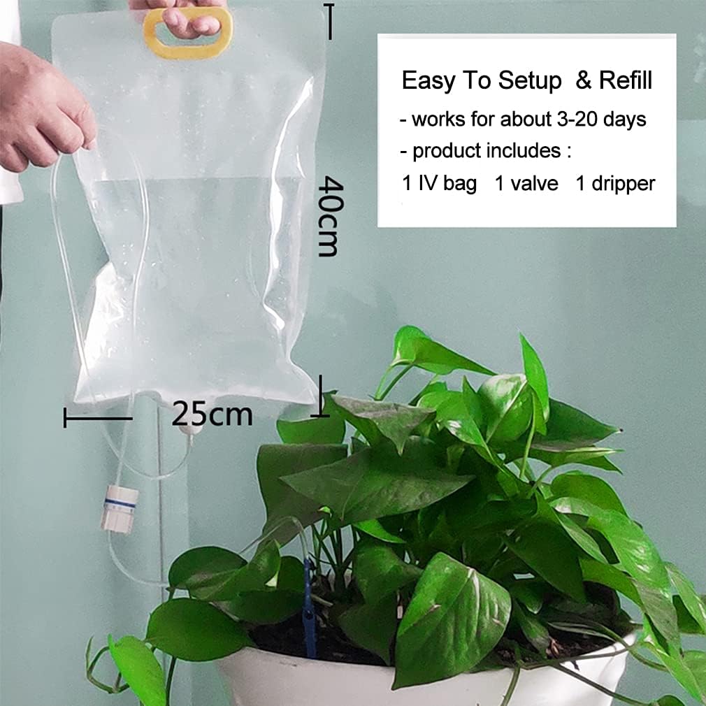 LOKIWT Indoor Self Automatic Watering System with 3.5L Water Bag, Plant Watering Devices, Automatic Drip Irrigation Kit with Adjustable Control Valve Switch : Patio, Lawn & Garden
