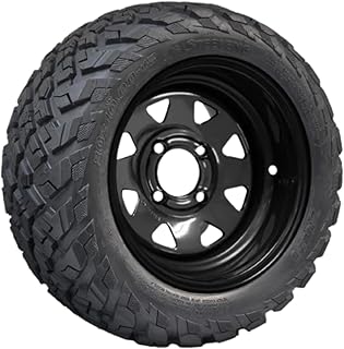 12" Black Steel Wheels & Hybrid All Terrain "Ironclad" Tires - Set of 4 (12" Window Wheel - SW1201, 20x10-12" - TR1216)