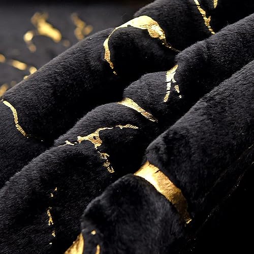 Miniatura 8 de Btargot Alfombra de área de mármol negro dorado de 5 x 8 pies para sala de estar, castillo de princesa príncipe, moderna alfombra abstracta colorida