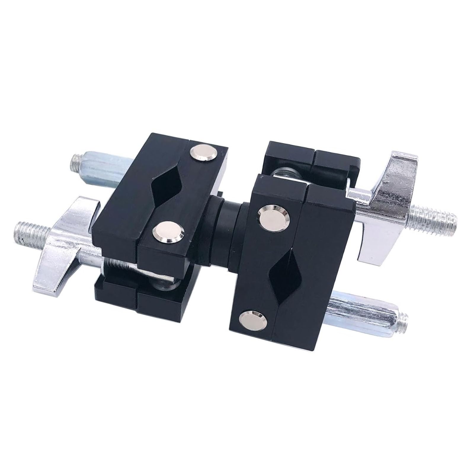 Cymbal Stand Multi-Clamp, Rotating Multi Angle Dual Drum Clamp Drum Rack Extension Clamp for Cymbal Boom Arm Percussion Mount Rod Drum Set Rack Pipe Drum Set Mounting Hardware Clamp Compact-Multi-angle Drum Clamp