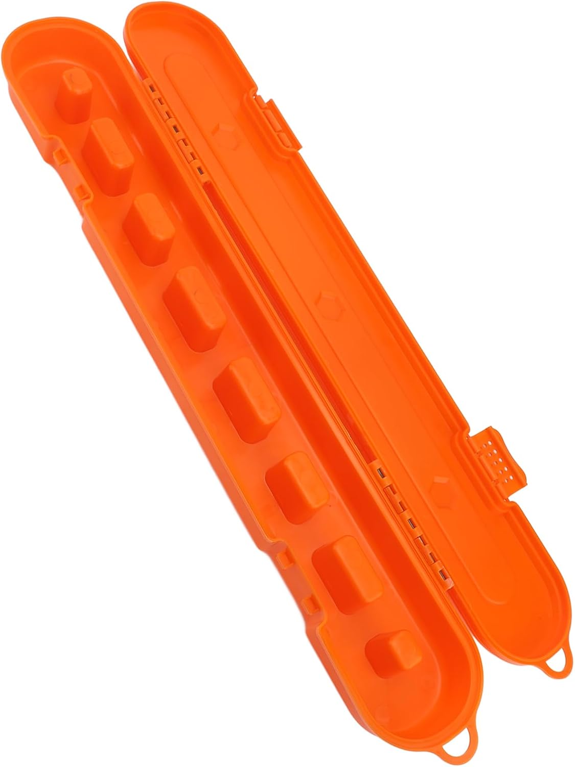 Chainsaw Chain Storage Box, Large Capacity Polypropylene Organizer Case Holds up to 8 Chains Under 20 Inches, Electric Saw Chain Holder for Transport and Organization (Orange)