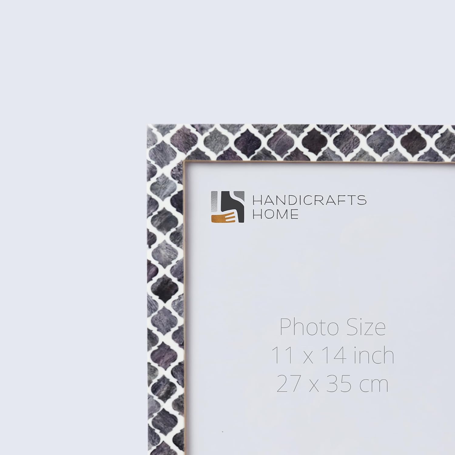 Handicrafts Home 11x14 Poster Frame–Handmade Moroccan Modern Wall Art Frame for Home Decor, Living Room, Bedroom, Office & Studio, Bone & Resin Minimalist Wall Mount Frame for Posters & Gallery
