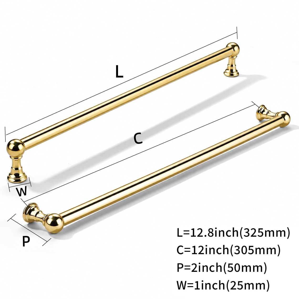 KHTUMEWARE-80309 Unlacquered Brass Appliance Pulls CTC 12 in (305 mm) in Unlacquered Brass — KHTUMEWARE