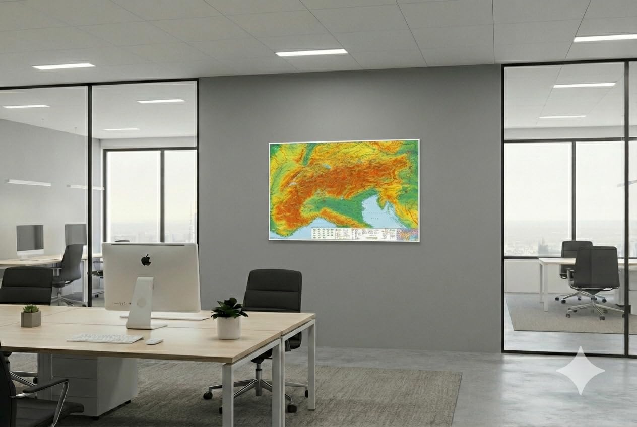Alpenraum mit Weitwander- und Radfernwegen zum Pinnen auf EasyPrint - Platte mit Wandhalterung, 120x80cm: Wandkarte