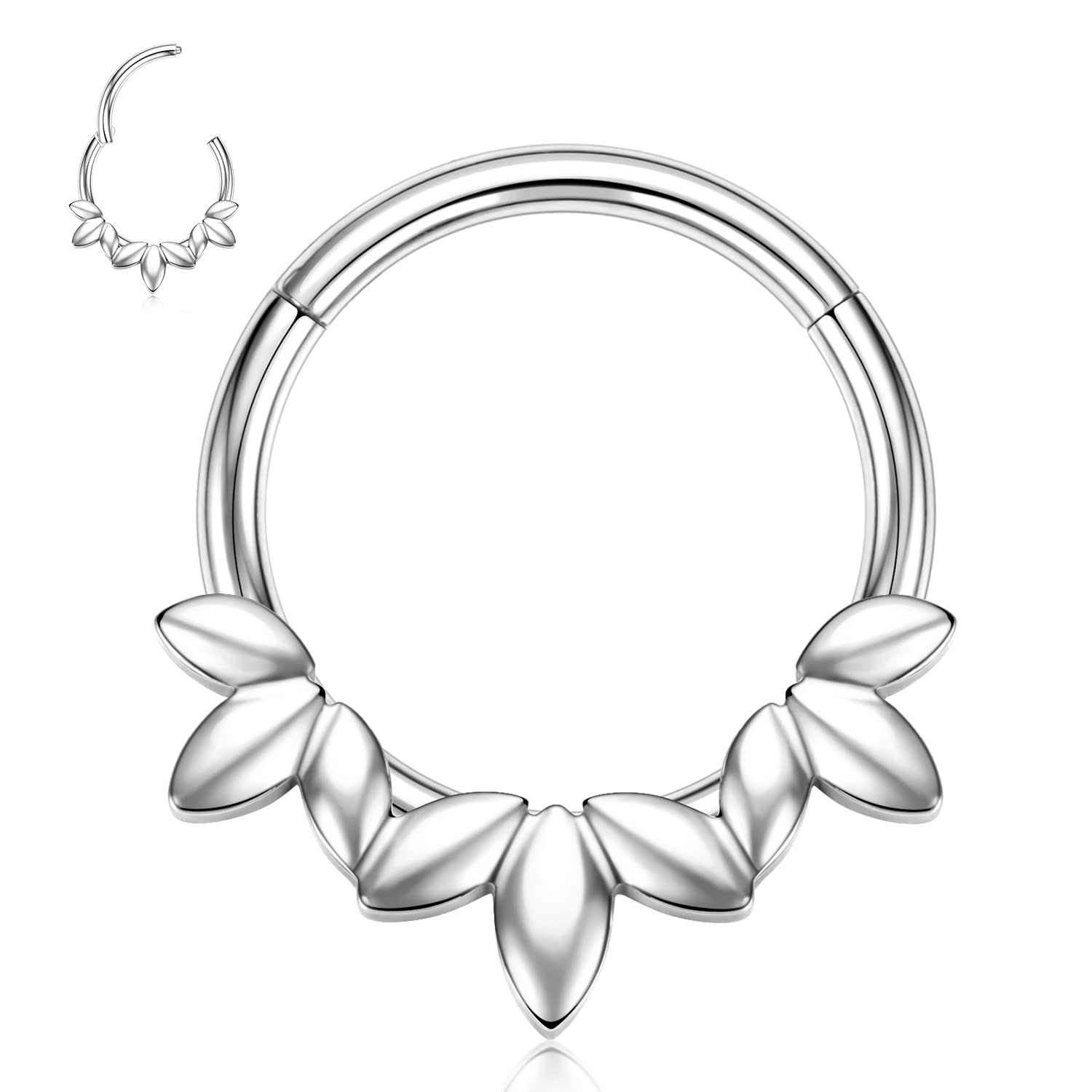 hengkaixuan Unique Animal Shape Septum Nose Ring Septum Jewellery 16G Daith Earrings Surgical Steel Nose Hoop Septum Clicker Conch Piercing Jewellery Rook Helix Tragus Cartilage Lobe Hoop Earring — view 43