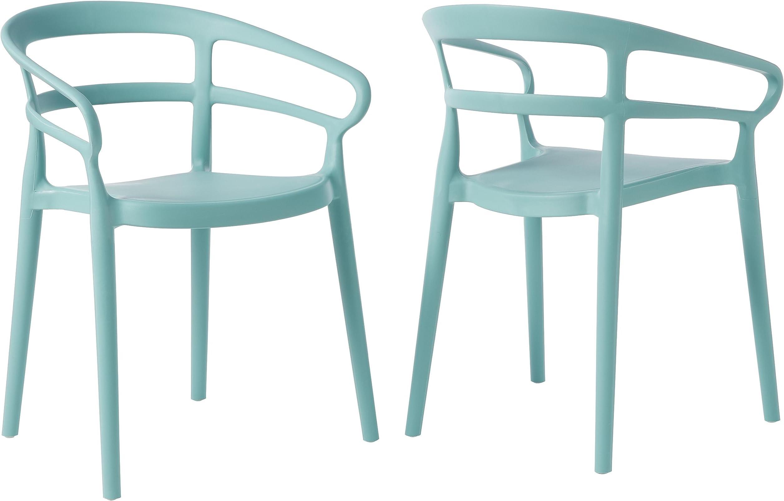 Amazon Basics Light Blue, Curved Back Dining Chair-Set of 2, Premium Plastic