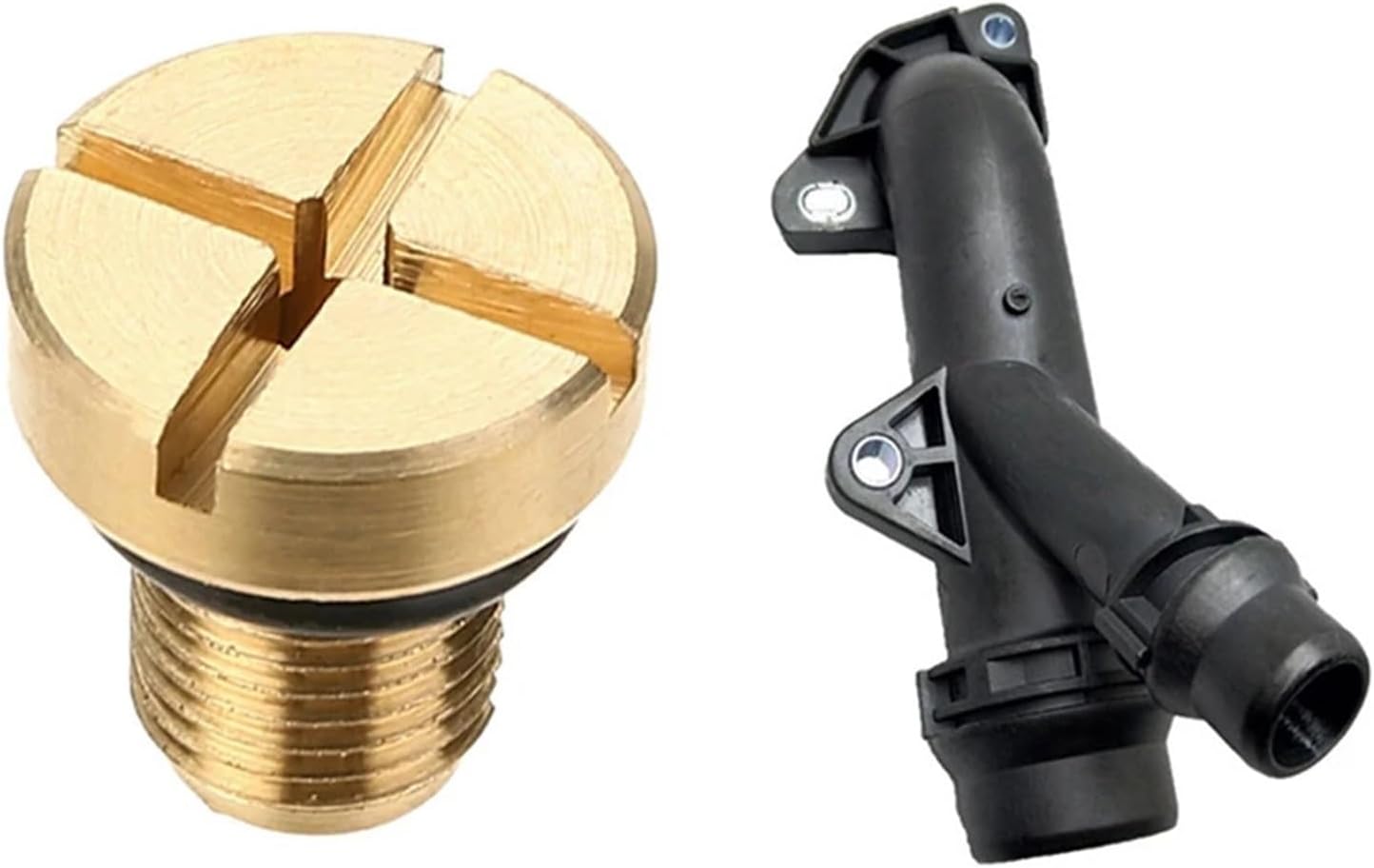 1 Piece Cooling Hose Connector & 1x Radiator Overflow Coolant Expansion Tank Bleeder Screw Gold Compatible With BMW E36 E39 E46 Etc