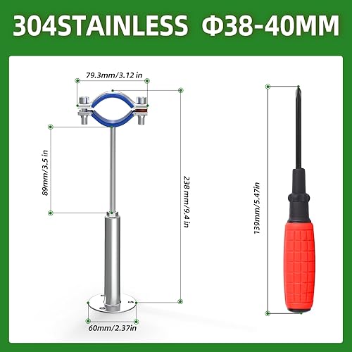 Miniatura 2 de TAISHER 3 soportes de tubo ajustables de acero inoxidable 304 para montaje en pared, abrazadera de soporte de correa de tubo ajustable, adecuado