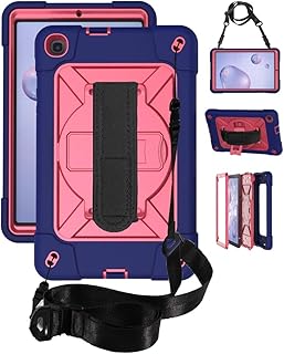 Jaorty Galaxy Tab A 8.4 2020 (T307 T307U) Case,360 Rotable Handle Stand Kickstand Layer Shockproof with Strap Shoulder Anti-Fall Case for Samsung Galaxy Tab A 8.4 2020 (T307 T307U),NavyBlue+Rosered