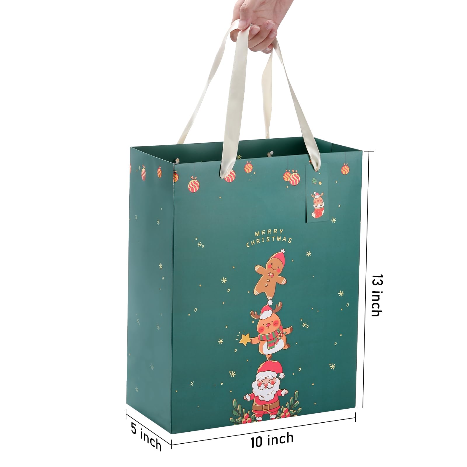 Sawnfay Bolsa de regalo de Navidad – Bolsa grande de regalo de Navidad de 13 pulgadas, 10 x 5 x 13 pulgadas con papel de seda