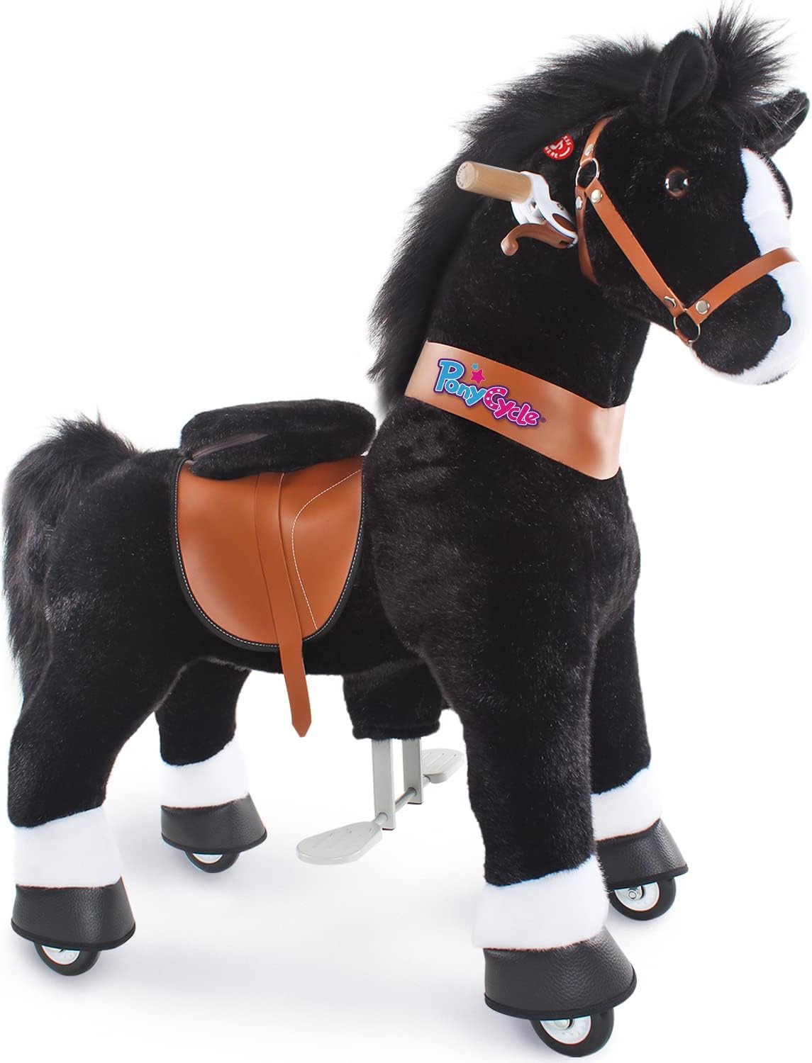 Pony Cycle Kids Riding Toys Horse Ride-on Pony Rider No Battery Required (with Brake/ 36" Height/Size 4 for Age 4-7) Riding Walking Horse Toy Plush Giddyup Boys & Girls Indoor Outdoor Animal Ux426