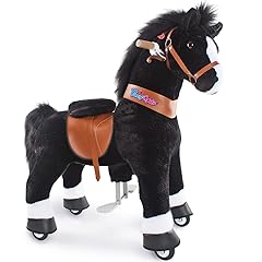 Pony Cycle Kids Riding Toys Horse Ride-on Pony Rider (with Brake/ 36" Height/Size 4 for Age 4-7) Riding Walking Horse Toy Plush Giddyup Boys & Girls for Indoor & Outdoor Rocking Animal Brown Ux426