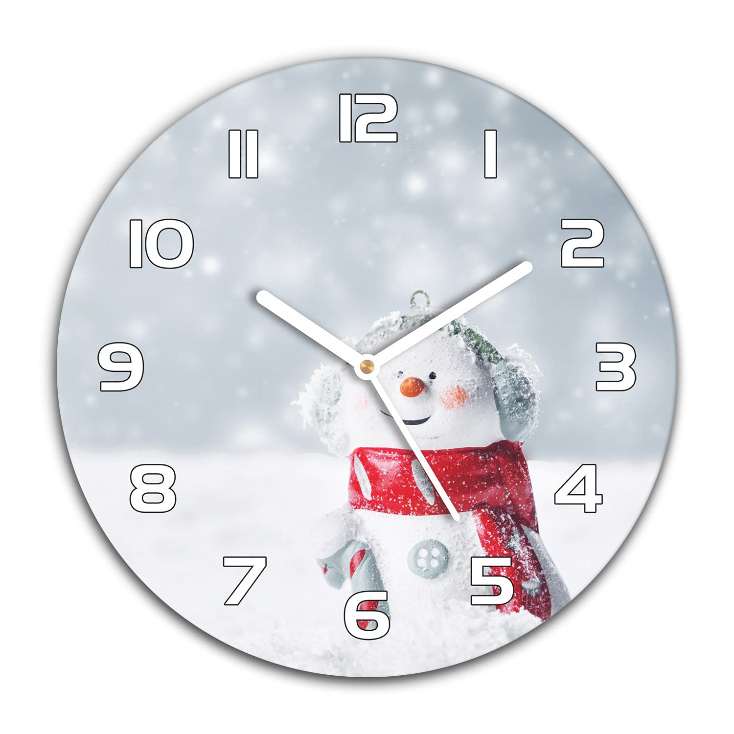 Horloge murale Noël silencieuse en verre Coloray 30 cm pour cuisine et salon