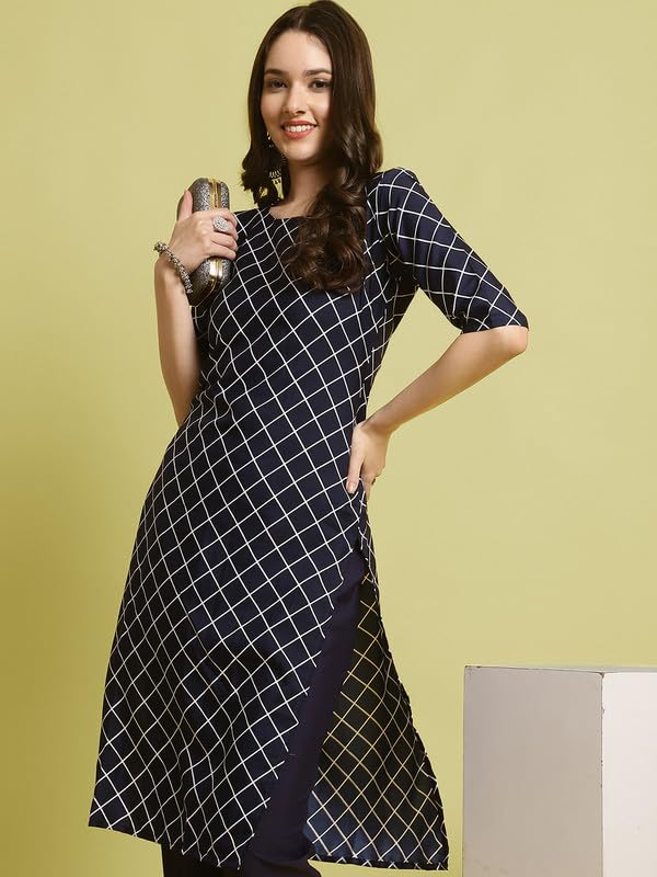 Image of Pinkmint Elegant Printed Crepe Kurta and Pant Set for Women's ll Fashionable Kurti Combo Set ll Stright Round Neck Kurti (Pack of 2)
