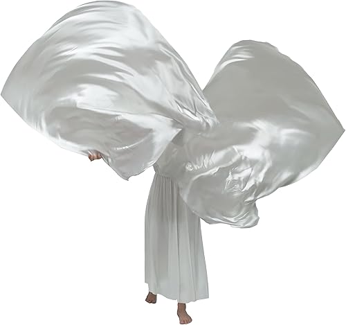 Miniatura 6 de Wuchieal Banderas rectangulares de adoración de 51 x 45 pulgadas, banderas de alabanza con varillas escalables, 1 par (plateado)