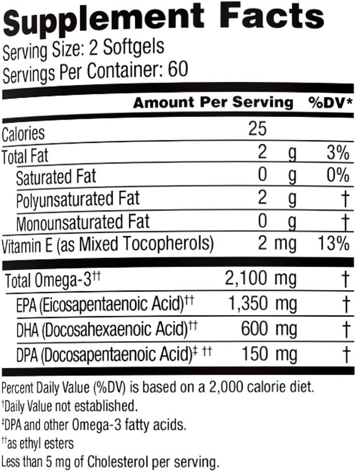 Oceanblue Omega 3 2100-120 Softgels - Triple Strength Burpless Fish Oil ? Molecularly Distilled - High Concentration EPA DHA and DPA - Wild-Caught - Natural Orange Flavor
