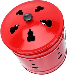 Luxshiny Incinerador Esmaltado para Jardín y Templo Barril Resistente Al Calor para Quemar Papel y Residuos Cubo Estable y Fácil De Limpiar Uso Doméstico y Exterior Color Rojo Brillante