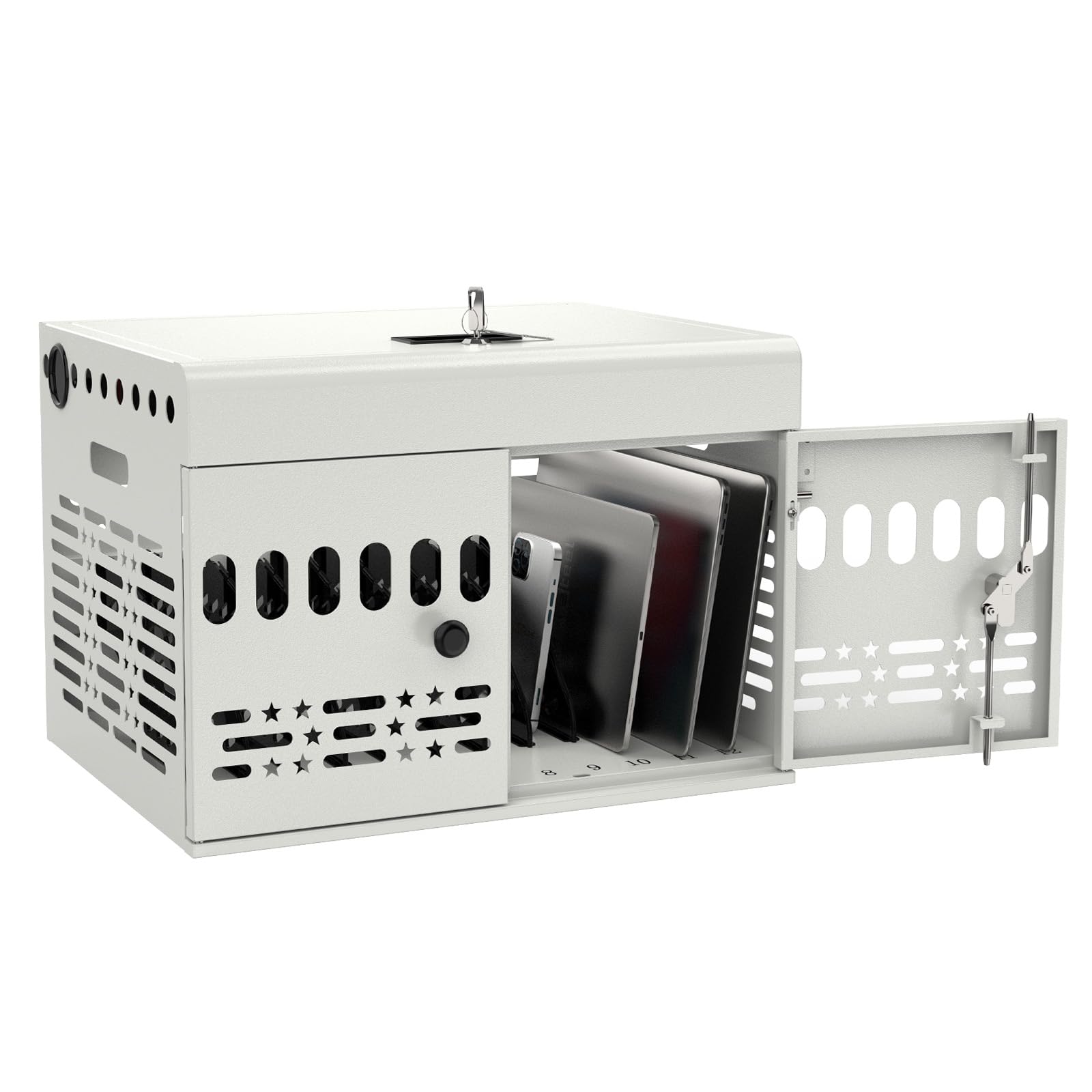 Meteteel 12 Device Tablet Charging Station Lock Box for Chromebook White