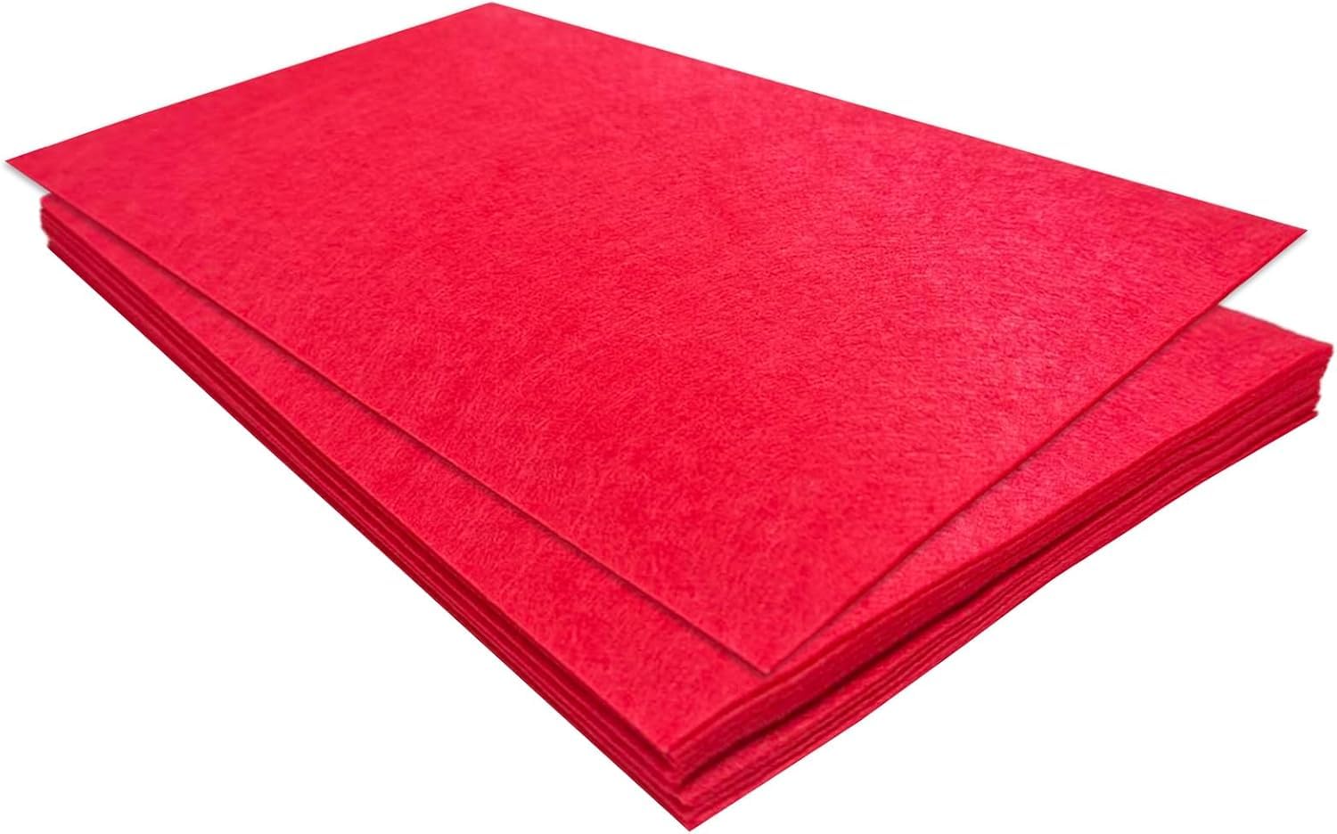 10 x A4 Felt Sheets - Red - Arts & Craft Fabric Material