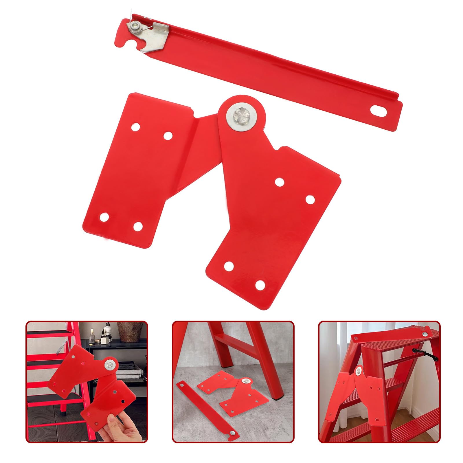 Kit de Bisagra para Escaleras Plegables de Ático Unión de Aluminio Reforzado Codo Incluye Tornillos y Varillas Bisagra Roja Gr para Escaleras Pequeñas y s