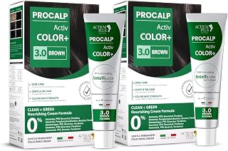 Procalp Activ Color+ (3.0-Brown) | Long-Lasting Permanent Hair Color | Dermatologist-Tested | For Men and Women (Pack of 2)