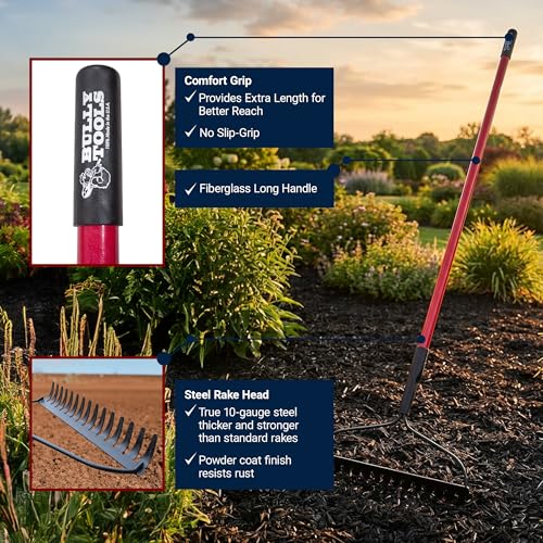 Rastrillo Bow Rake Bully Tools 16" Púas Acero Pesado miniatura 3