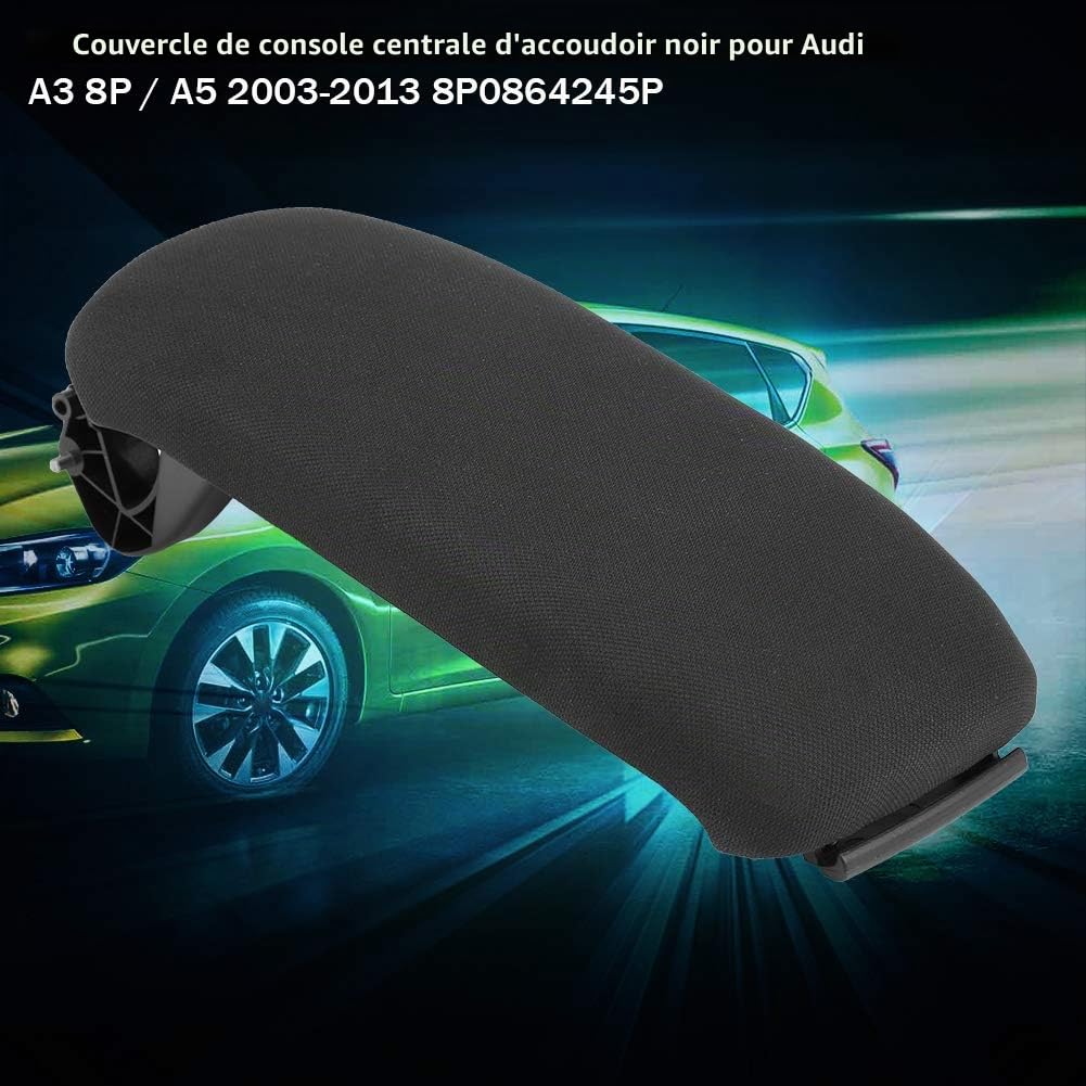 Couvercle D'accoudoir de Console Centrale Noire de Voiture pour A3 8P 2003-2013 8P0864245P(Chiffon)