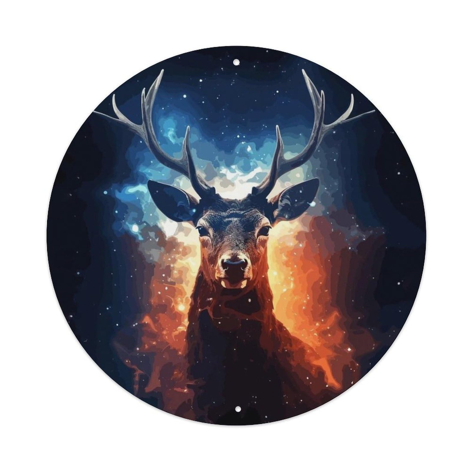 Animal Red Deer Stag Fantasy Space Nebula Vintage Metal Tin Sign Plaque Wall Decor for Cafe, Club Bar, Office, Garden Metal Poster 8x8Inch