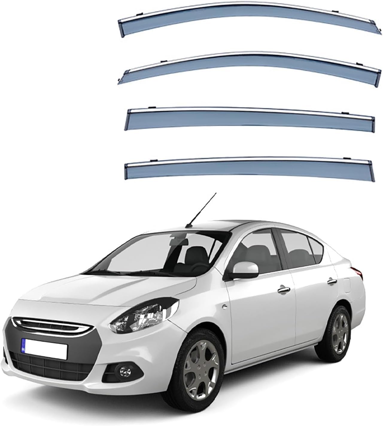 4Pcs Smoke Tint Car Window Deflectors for Renault Scala N17 Sedan 2012-2017