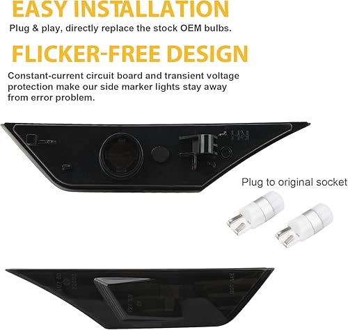 Miniatura 5 de Bestview Luces LED de lente ahumada para Honda Civic 10 generación 2016-2021 Coupe Hatchback con 2 bombillas T10 OEM # H02551127N