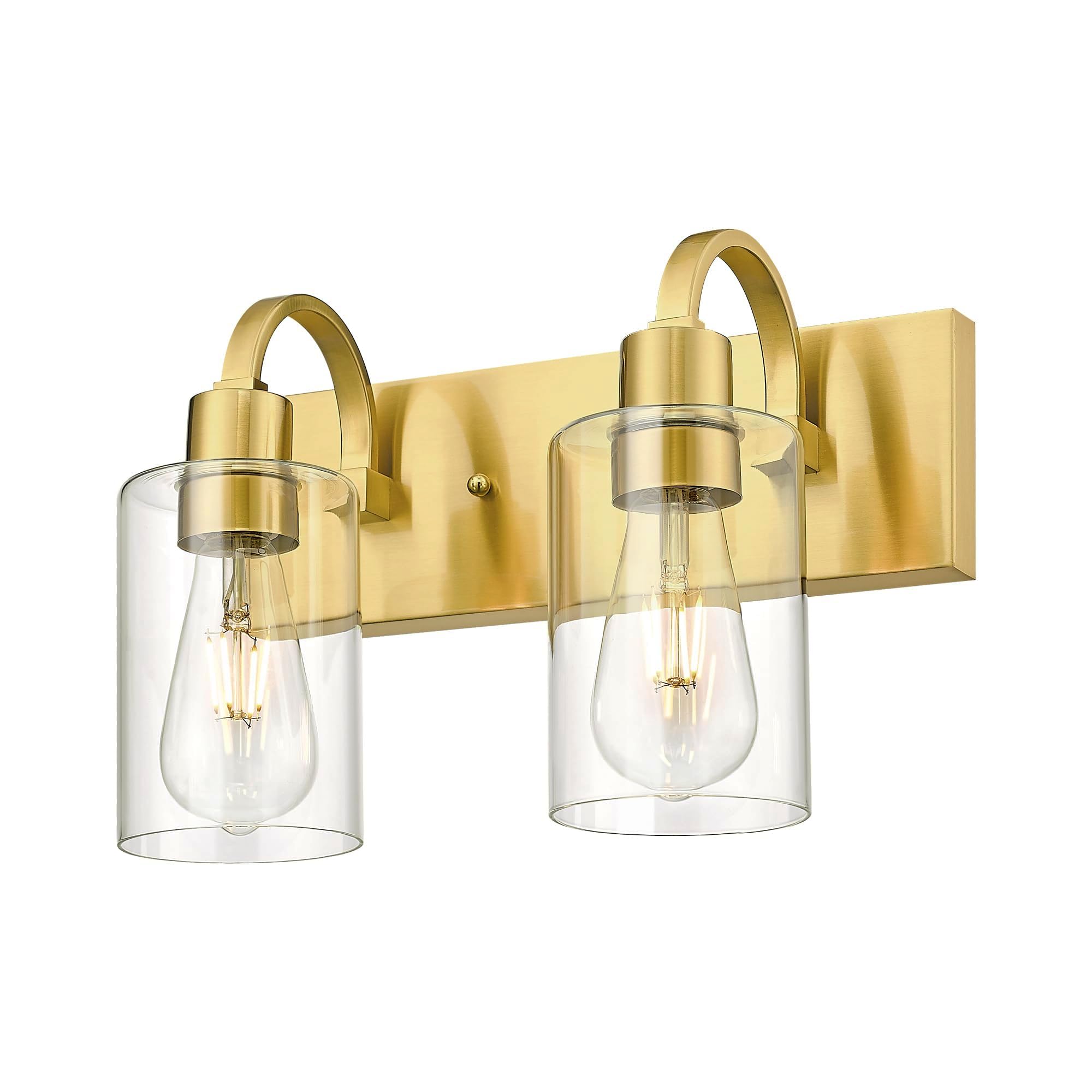 Emliviar 2-Light Brushed Gold Vanity Light, Modern Farmhouse Bathroom Light Fixture, Indoor Wall Sconce Lighting for Bedroom Entryway, YCE237B-2W BG