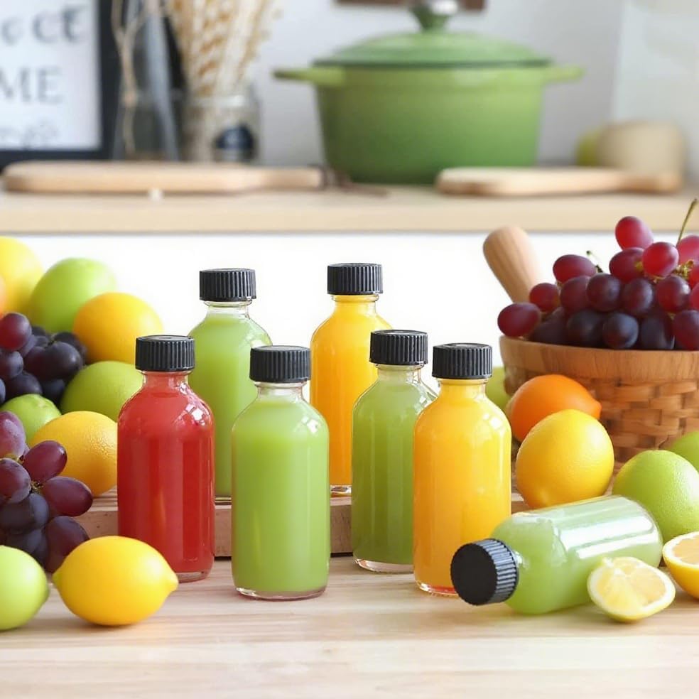 12 Pack 2oz Clear Glass Shot Bottles with Caps and Funnels-Leakproof Mini Jars for DIY Decoration Indoor Floral Arrangements, Windowsill Hydroponics - Image 7