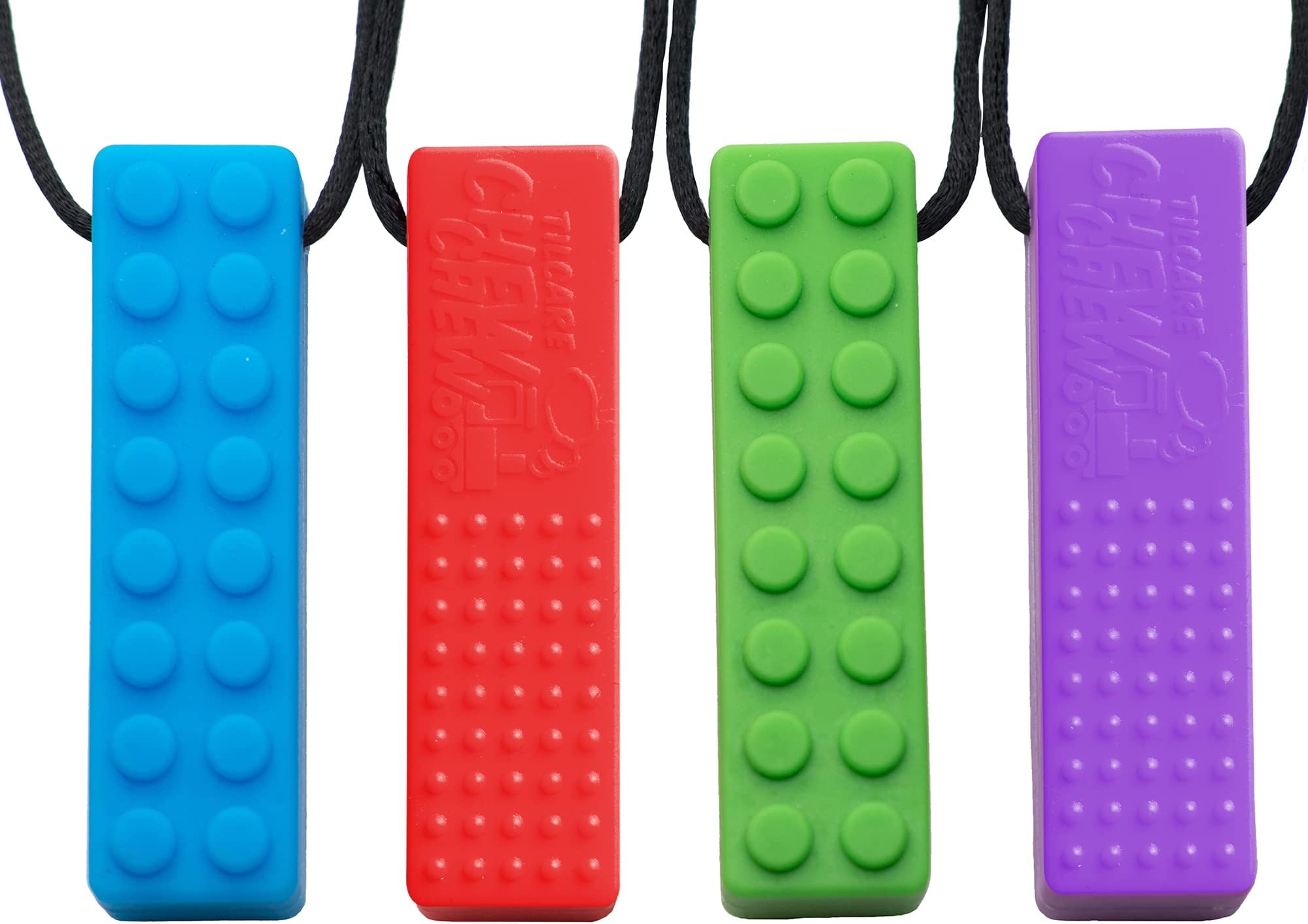 Sensory Necklace โ Best for Kids or Adults That Like Biting or Have Autism โ Perfectly Textured Silicone Chewy Toys - Chewing Pendant for Boys & Girls - Chew Necklaces
