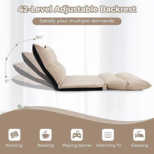 Miniatura 4 de Moccha - Sofá cama plegable con 2 almohadas, sofá cama ajustable para juegos con marco de metal, tumbona convertible para sala de estar, dormitorio,