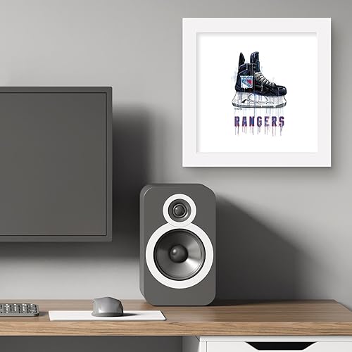 Miniatura 5 de Trends International Gallery Pops NHL New York Rangers - Arte de pared de patín de goteo, versión enmarcada en blanco, 12 x 12 pulgadas