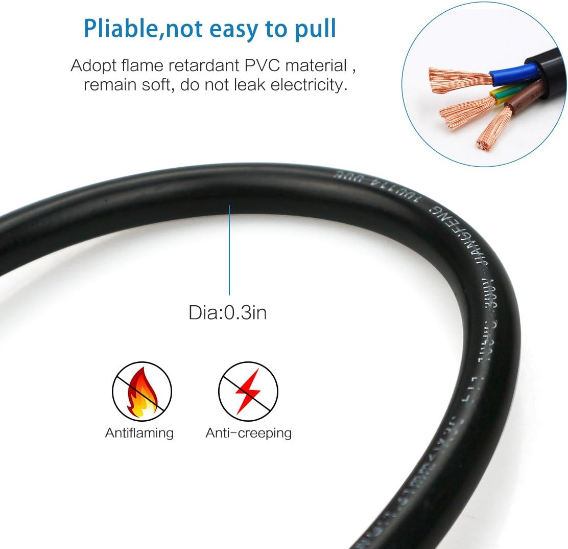 ClearMax Power Cable Extension 3 Prong Cord Plug Male to Female 16 AWG for Home and Office Improvement UL Certified 15 Feet, 2 Pack, Black