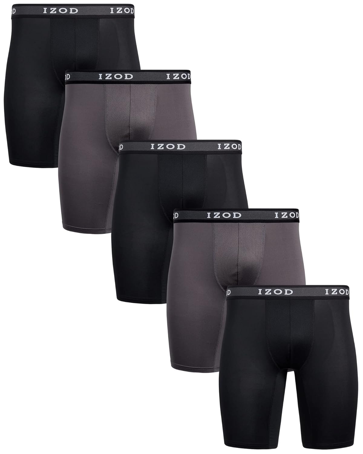 IZOD Mens Boxer Briefs - 5 Pack Stretch Performance Mens Underwear Boxers with Functional Fly Pouch 6 Inseam
