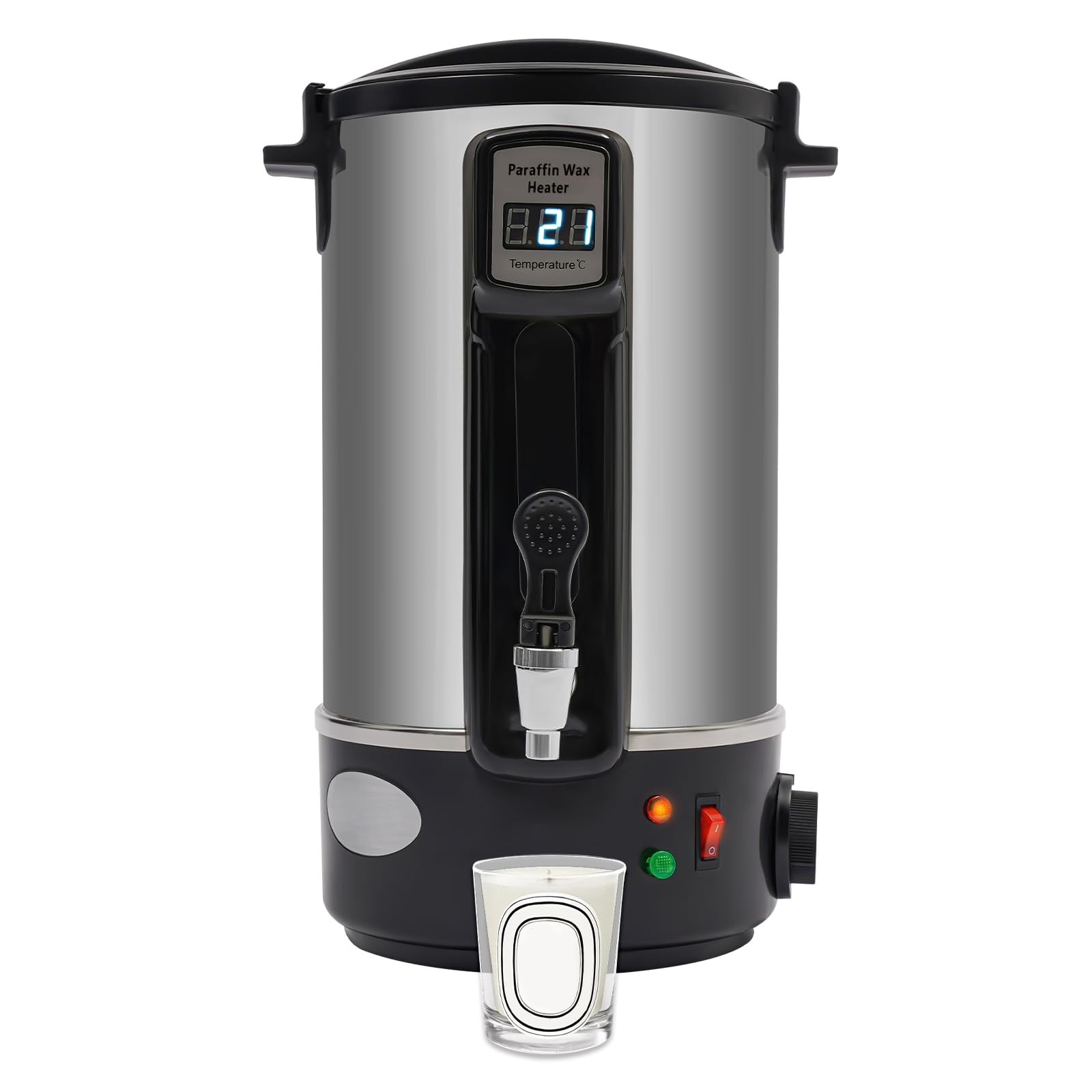 Elektryczny topiący wosk do świec, 8 l/12 l, ze stali nierdzewnej, 1100 W, z cyfrowym wyświetlaczem LED, 30°C -100°C, do produkcji świec DIY (8 l)