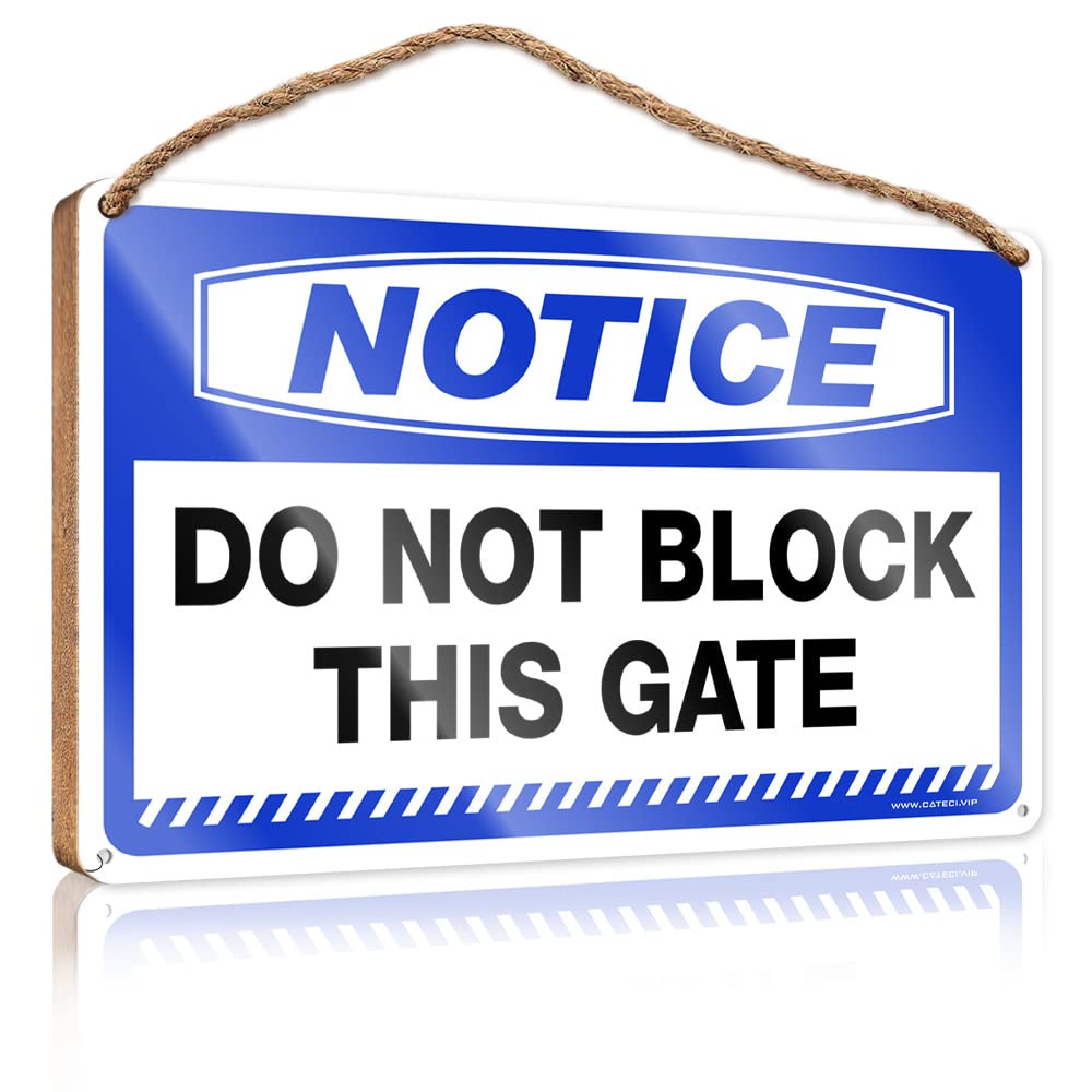 HELIOFORGE Decorative Signs For Home Decor Notice Do Not Block This Gate Wooden Sign(23X35CM)