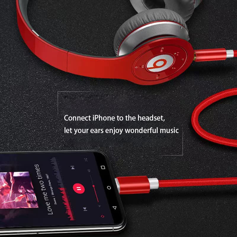 Aux Cord for iPhone, Lightning to 3.5mm Audio Nylon Braided Cable for iPhone 13 12 11 XS XR X 8 7 6 iPad iPod to Car/Home Stereo/Headphone/Speaker, Apple MFi Certified Headphone Jack Adapter (Red)