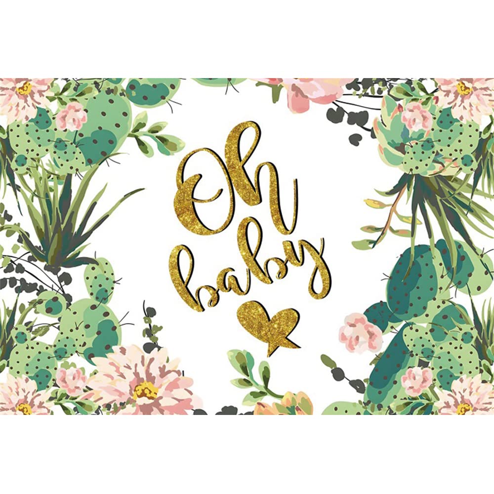300x250cm Oh Baby FotografíA Fondo Acuarela Plantas Cactus TelóN De Fondo Oro Mariposa Fondo Brillante Rosa Flores Y Hierbas FotografíA TelóN De Fondo para Bebé Ducha DecoracióN