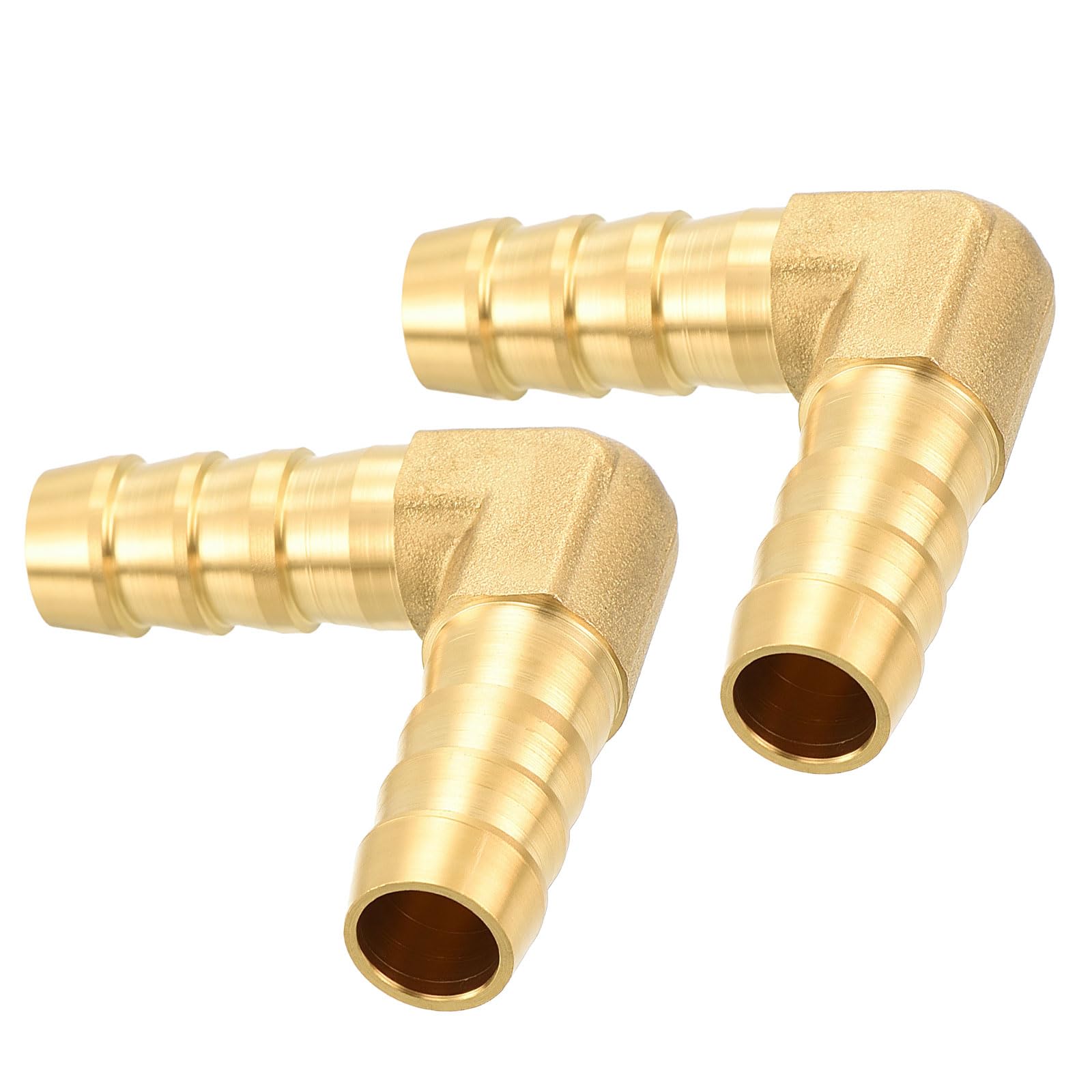Kozelo Pack of 2 90 Degree Hose Elbow, Brass Hose Barbs Fittings 1/4"(7mm) Hose Barbs to 1/4"(7mm) Fittings for Home Machines, Massage Bathtubs, and Irrigation Systems