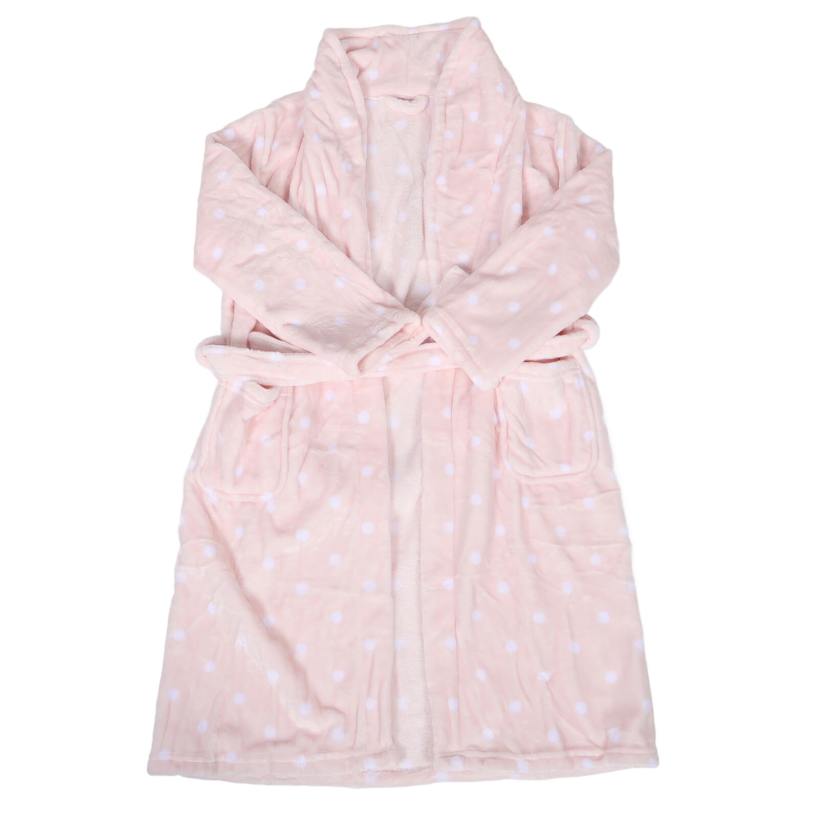 KOMBIUDA Albornoz de Franela para Mujer con Manga Larga Diseño y Puntos Adorables Cálido y Resistente para Después Ducha y Uso Otoño Invierno