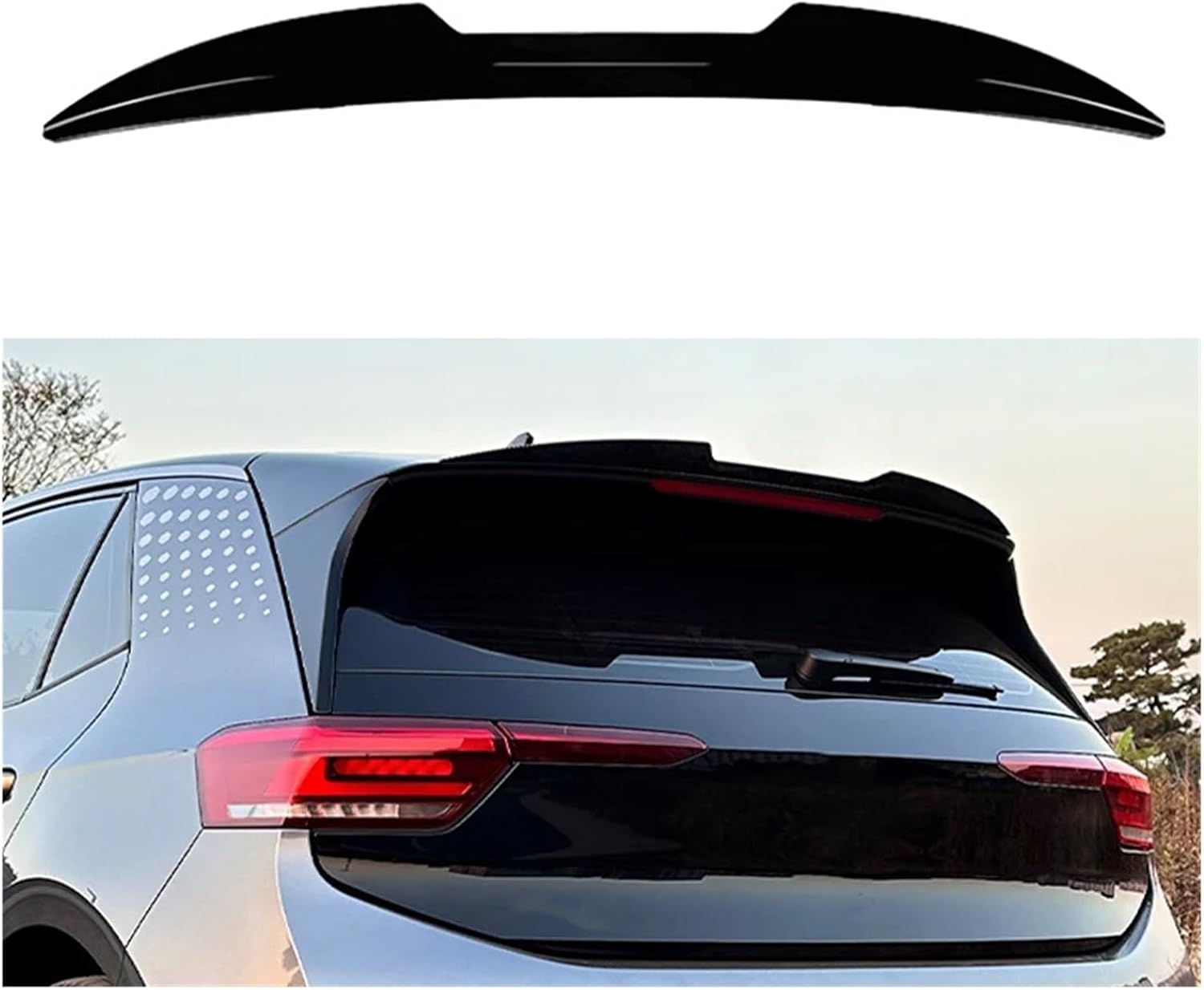 Car Rear Roof Trunk Spoiler Rear Wing Lip Trim Sticker Styling Body Kit Compatible with VW ID.3 2019-2023 Glossy Black/Carbon Look(Carbon Look)